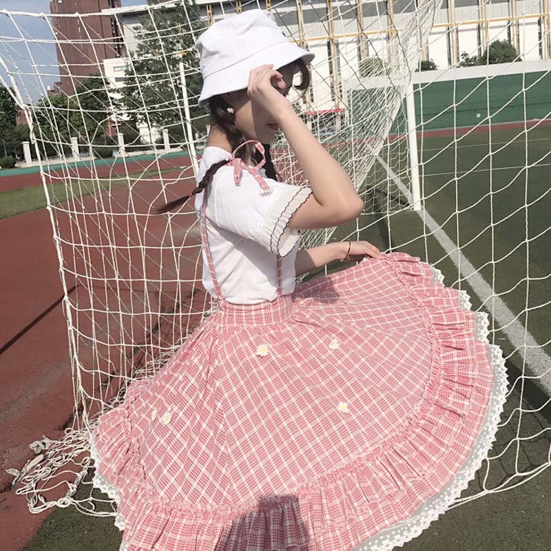 Sweet Grid Straps Skirt - Image 2