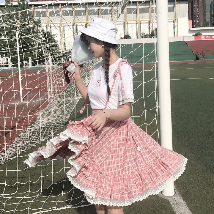 Sweet Grid Straps Skirt - Image 3