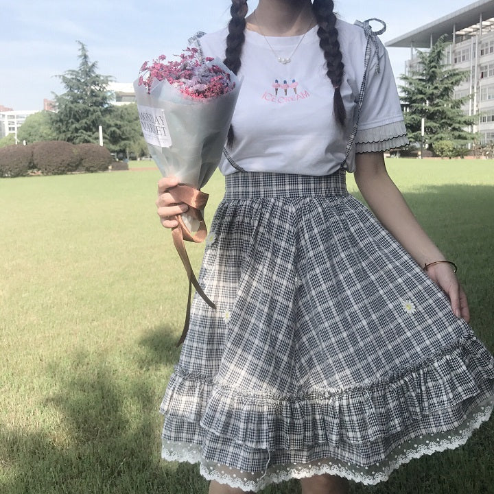 Sweet Grid Straps Skirt - Image 7