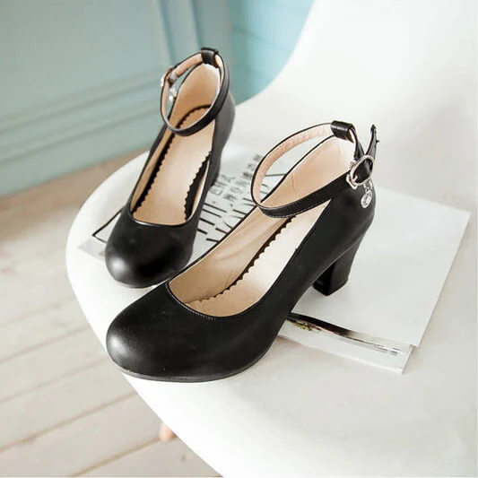 Sweet Leather Buckle Lolita Shoes - Image 5