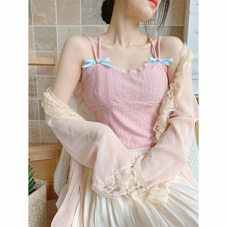 Sweet Temperament Bow Soft Lace Corset Camisole - Image 2