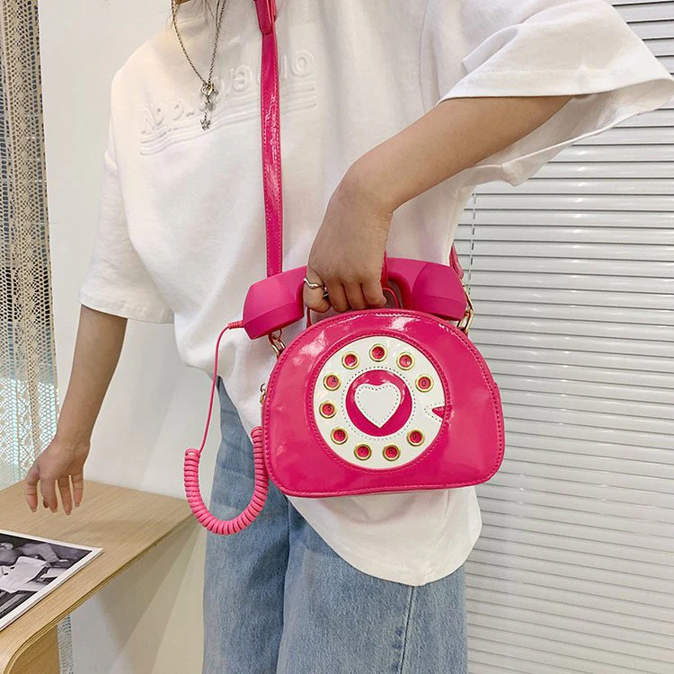 Telephone Shaped PU Leather Shoulder Bag - Image 3