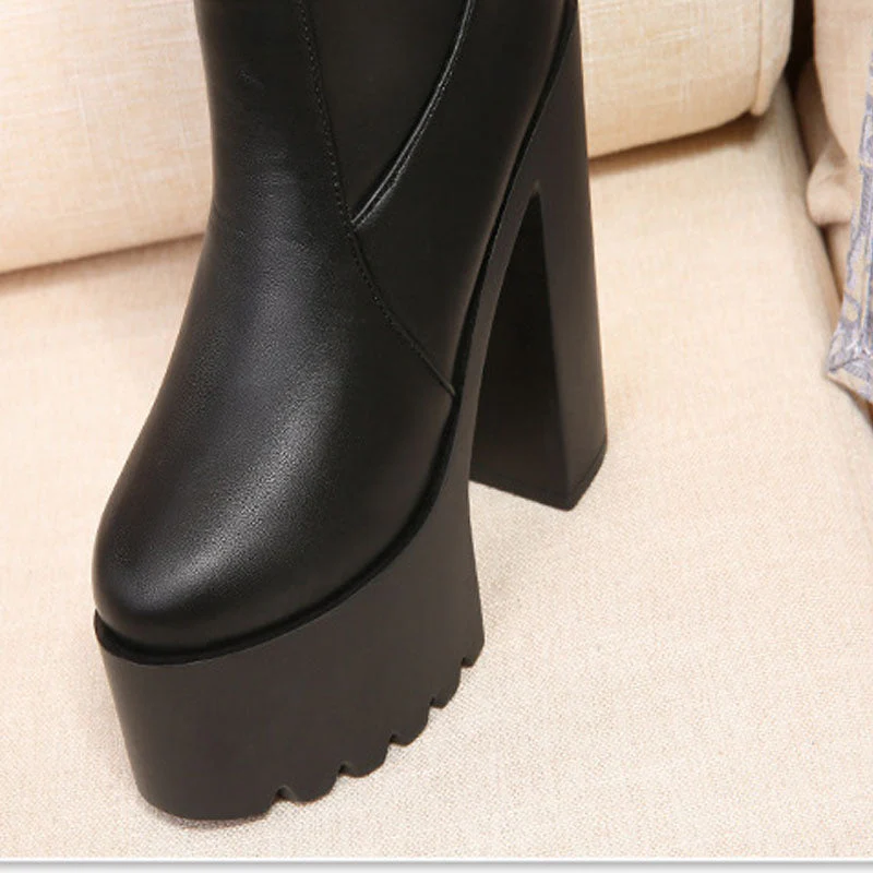Thick Heel High Heel Over The Knee Boots - Image 4