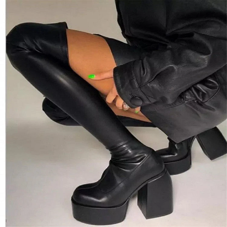 Thick Heels Chunky High Boots - Image 4