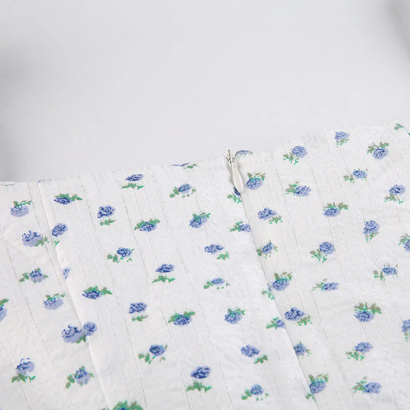 Tie Front Floral Puff Sleeve Mini Dress - Image 9
