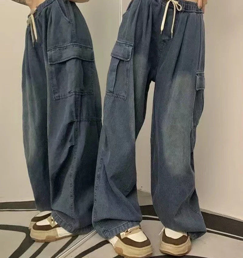 Tie Strap Baggy Cargo Jeans - Image 2