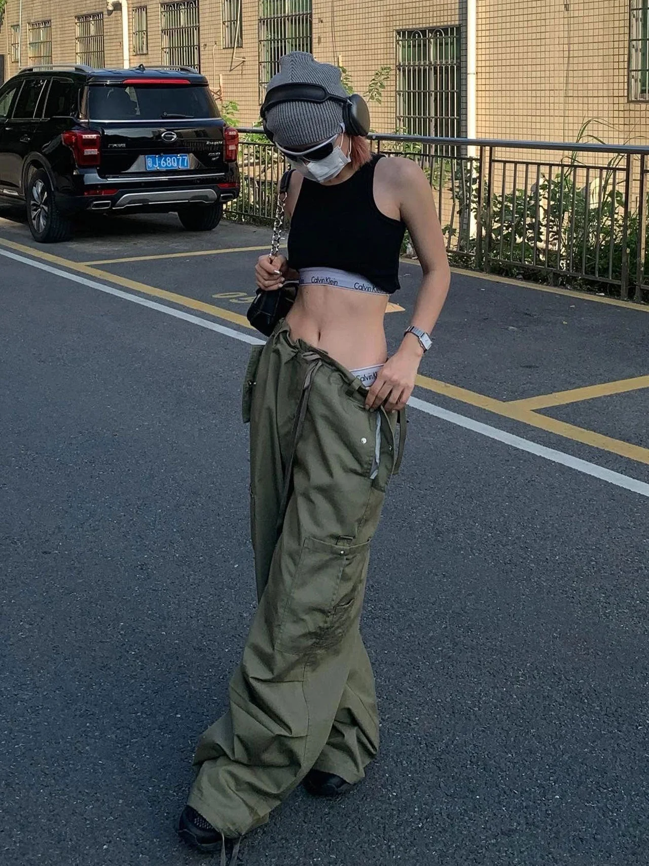 Tie Strap Parachute Baggy Cargo Pants - Image 4