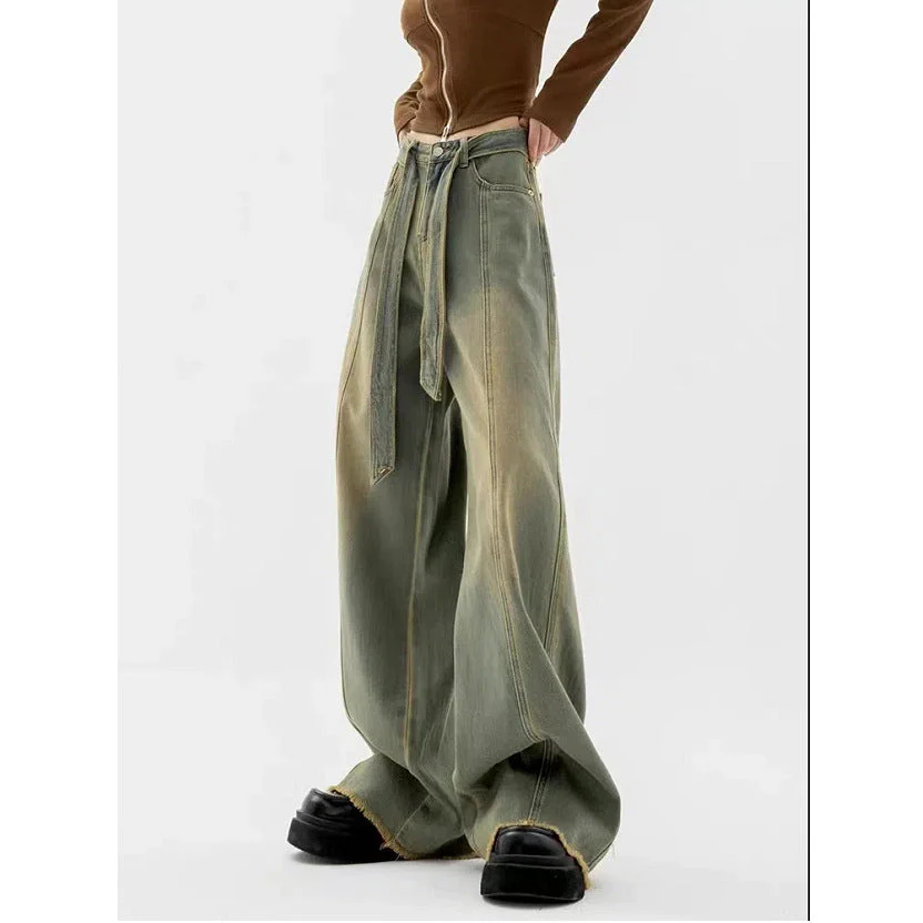 Tie Strap Seam Detail Boyfriend Jeans - Image 7