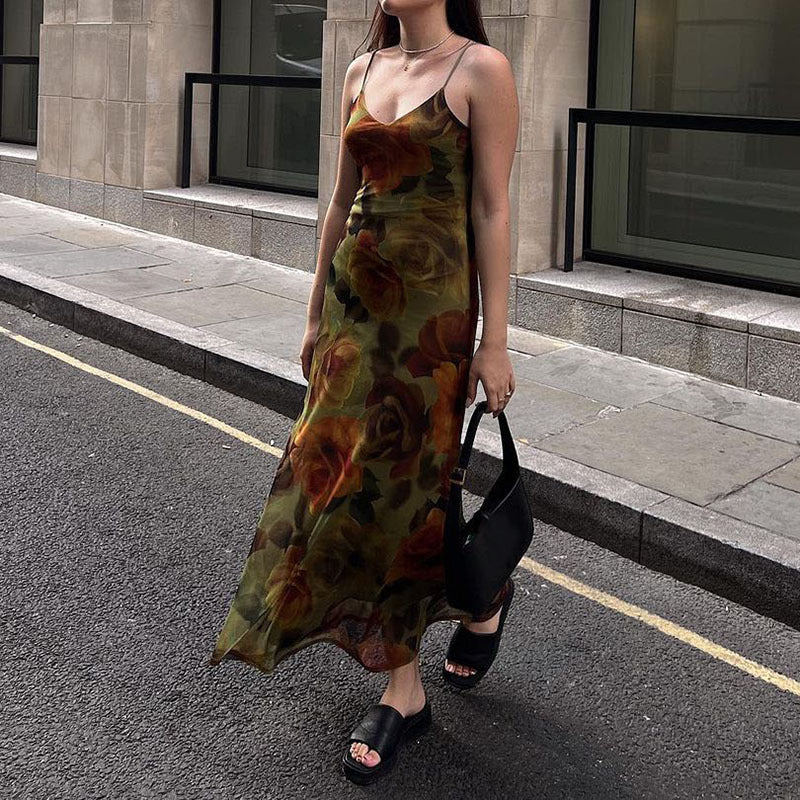 V Neck Floral Cami Maxi Dress - Image 6