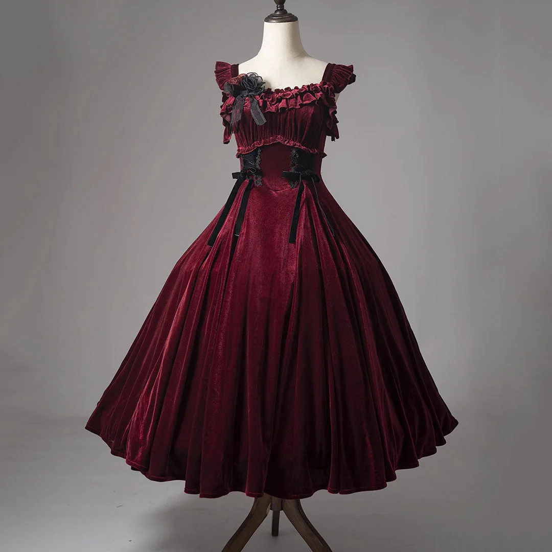 Velvet Bow Floral Dress