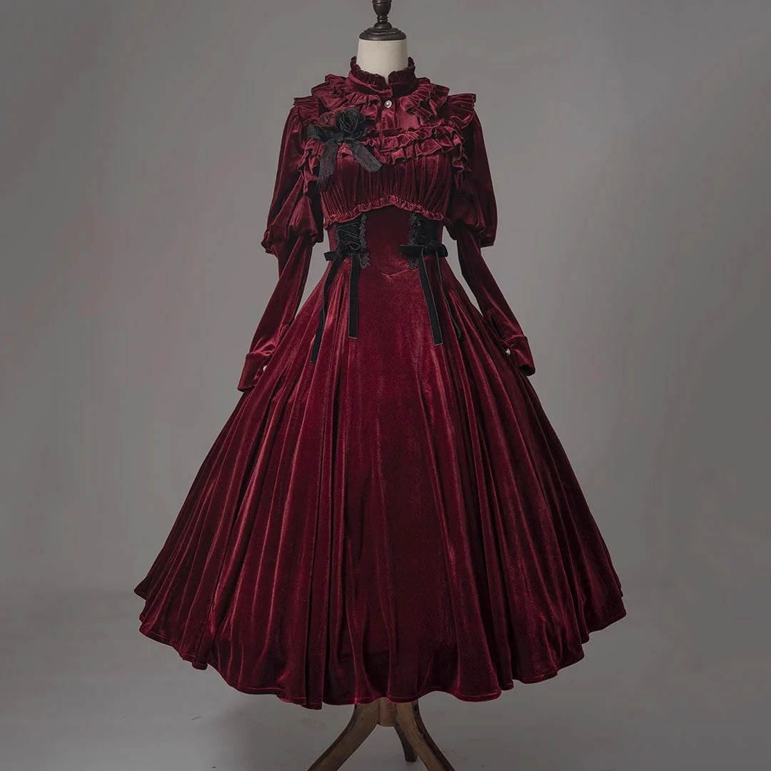 Velvet Bow Floral Dress - Image 2