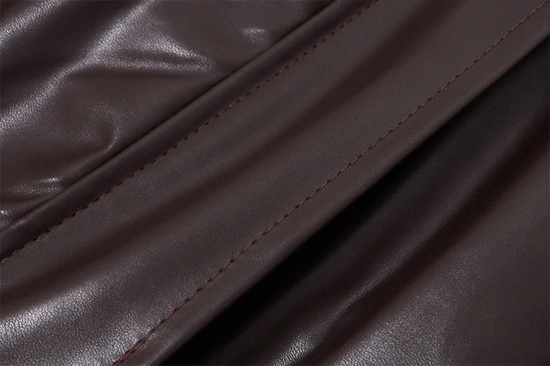 Vintage Brown Lapel Neck Zip Up Short Jacket - Image 7