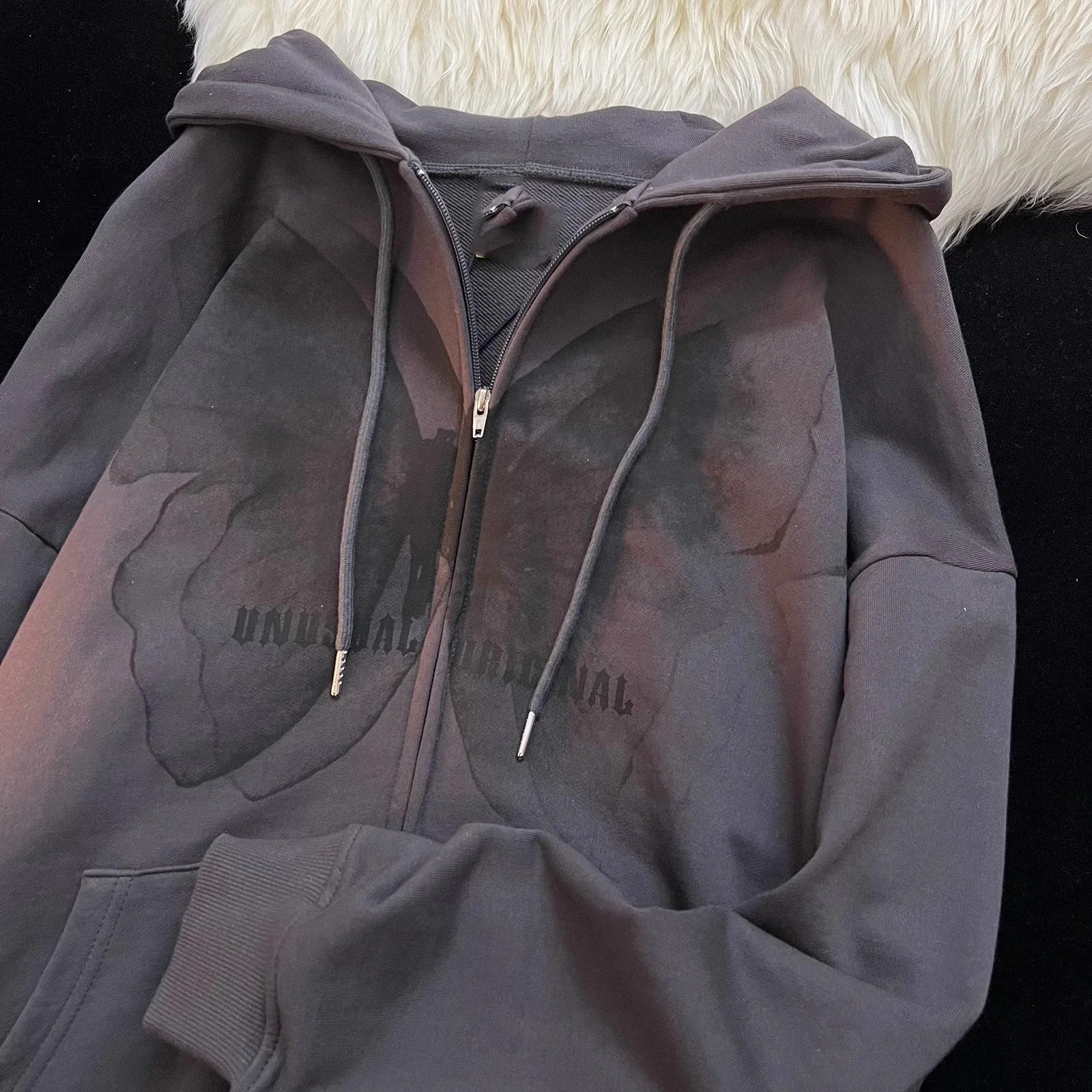 Vintage Butterfly Print Zip Up Hoodie - Image 5