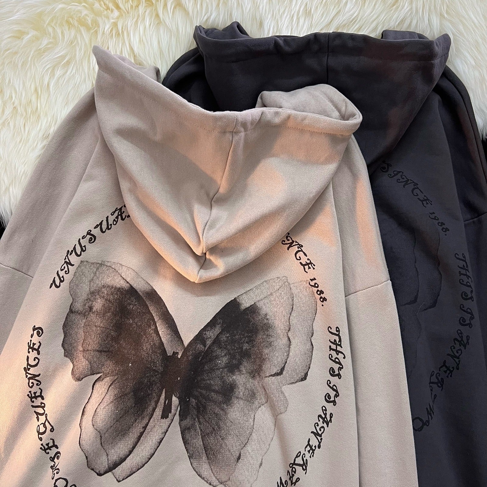 Vintage Butterfly Print Zip Up Hoodie - Image 6