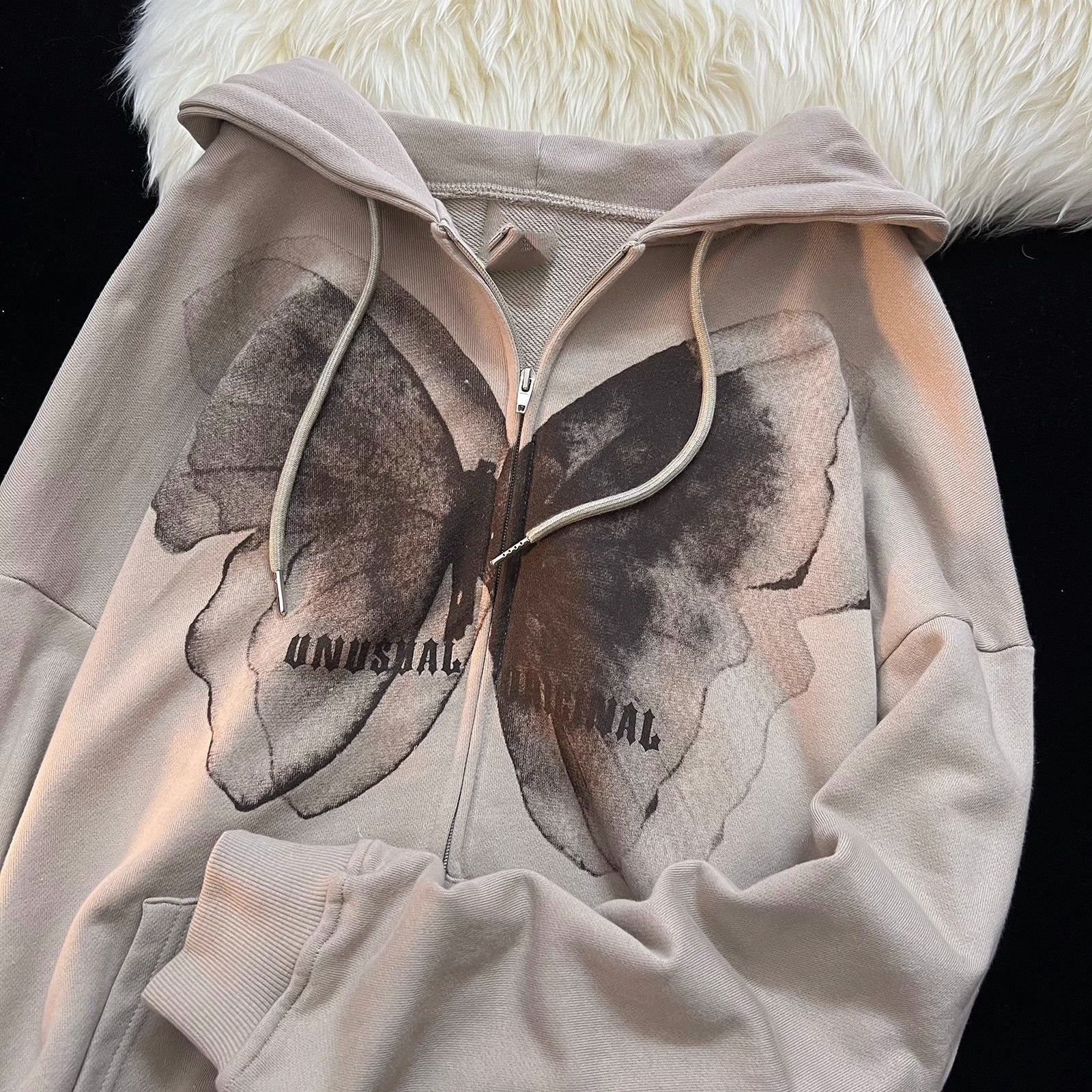 Vintage Butterfly Print Zip Up Hoodie - Image 8