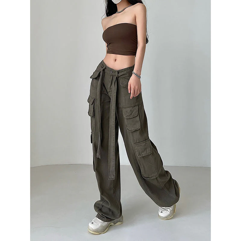 Vintage Buttoned Straight Leg Cargo Jeans - Image 2