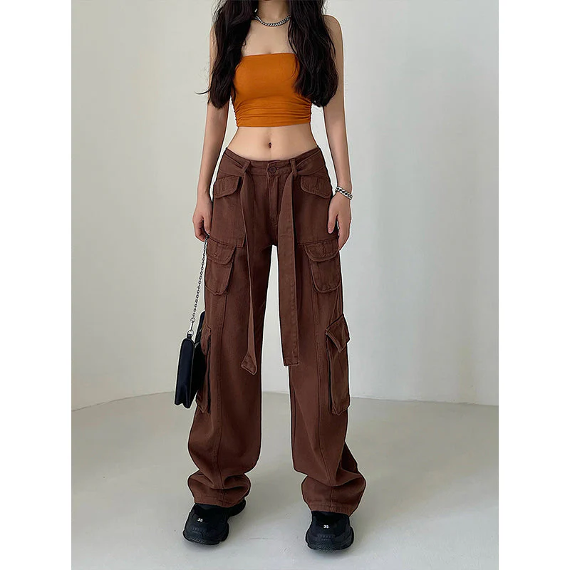 Vintage Buttoned Straight Leg Cargo Jeans - Image 6