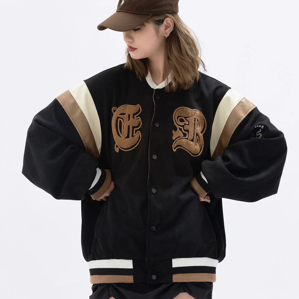 Vintage Coffee Cream Varsity Jacket - Image 2