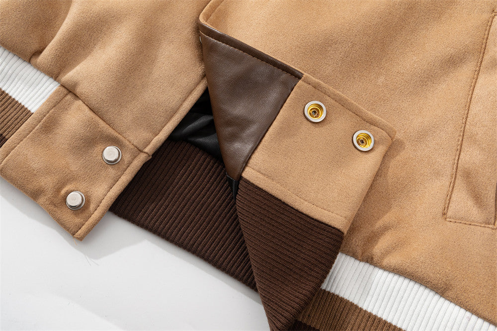 Vintage Coffee Cream Varsity Jacket - Image 5