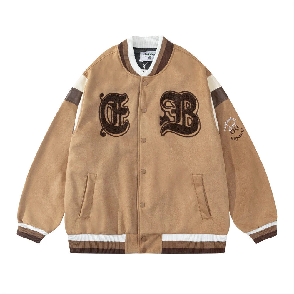 Vintage Coffee Cream Varsity Jacket - Image 7
