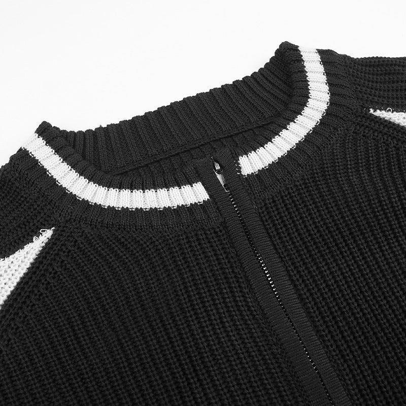 Vintage Contrast Zip Up Cardigan - Image 5