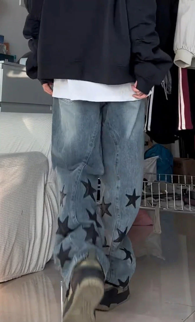Vintage Denim Star Patch Boyfriend Jeans - Image 2