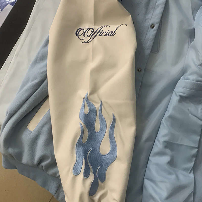 Vintage Embroidery Flame Varsity Jacket - Image 10