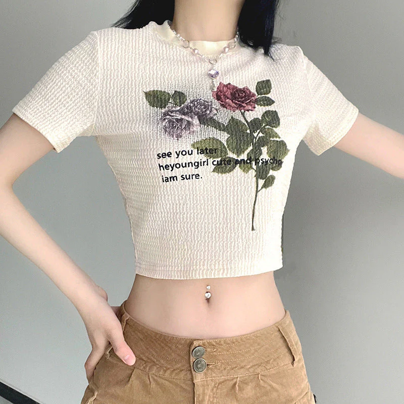 Vintage Floral Print Short Sleeve Tee - Image 2