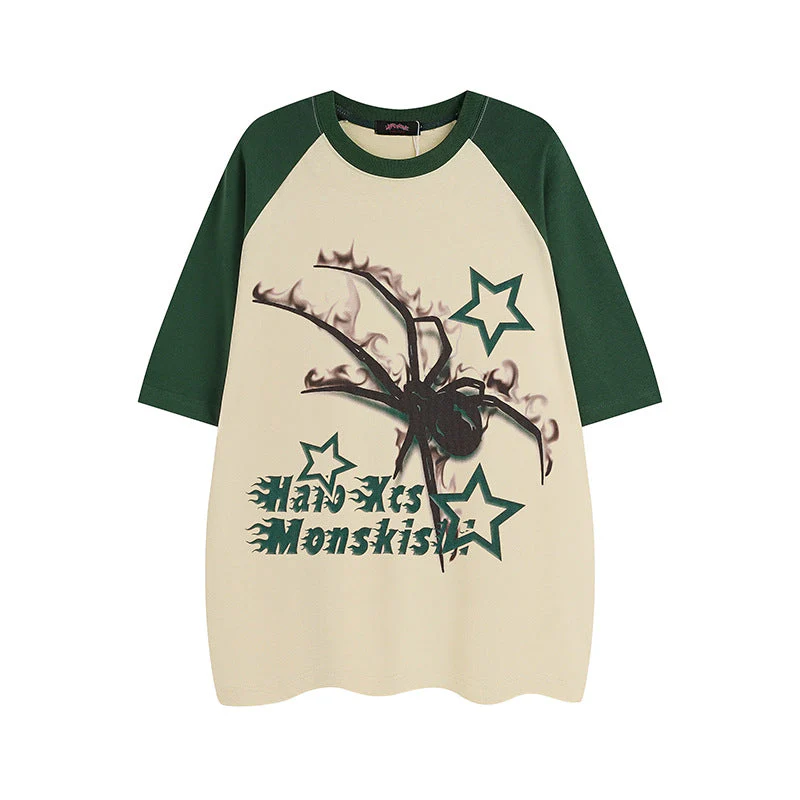Vintage Spider Print Raglan Short Sleeve Tee - Image 2