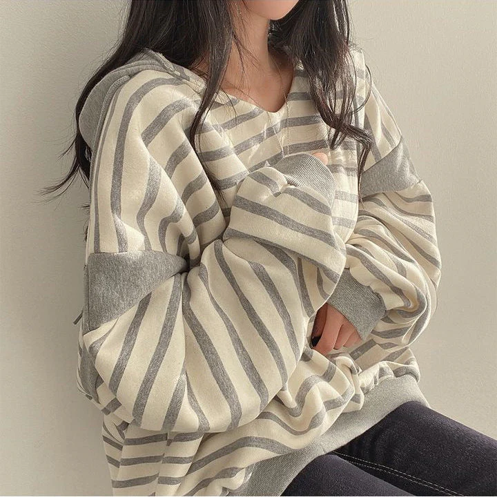 Vintage Striped Oversized Hoodie