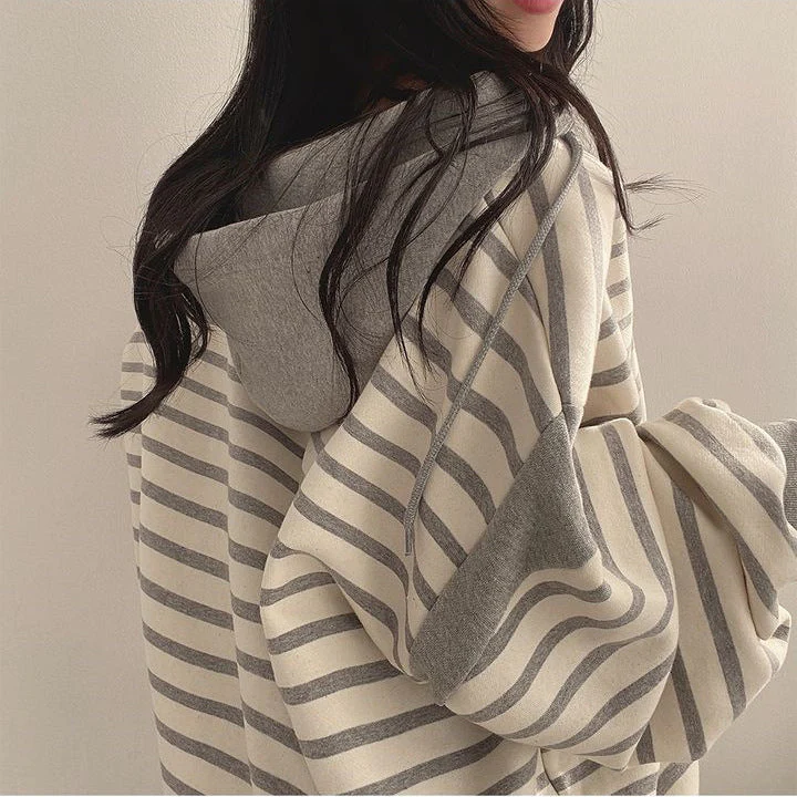 Vintage Striped Oversized Hoodie - Image 4