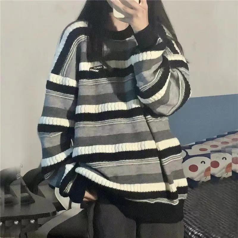 Vintage Striped Oversized Sweater - Image 2