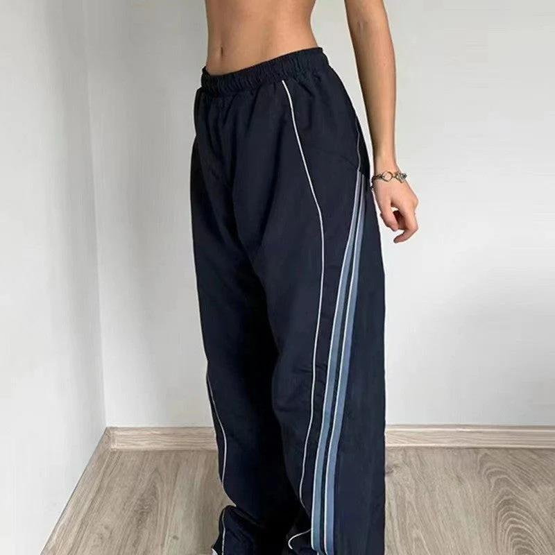 Vintage Striped Piping Baggy Sweatpants - Image 4