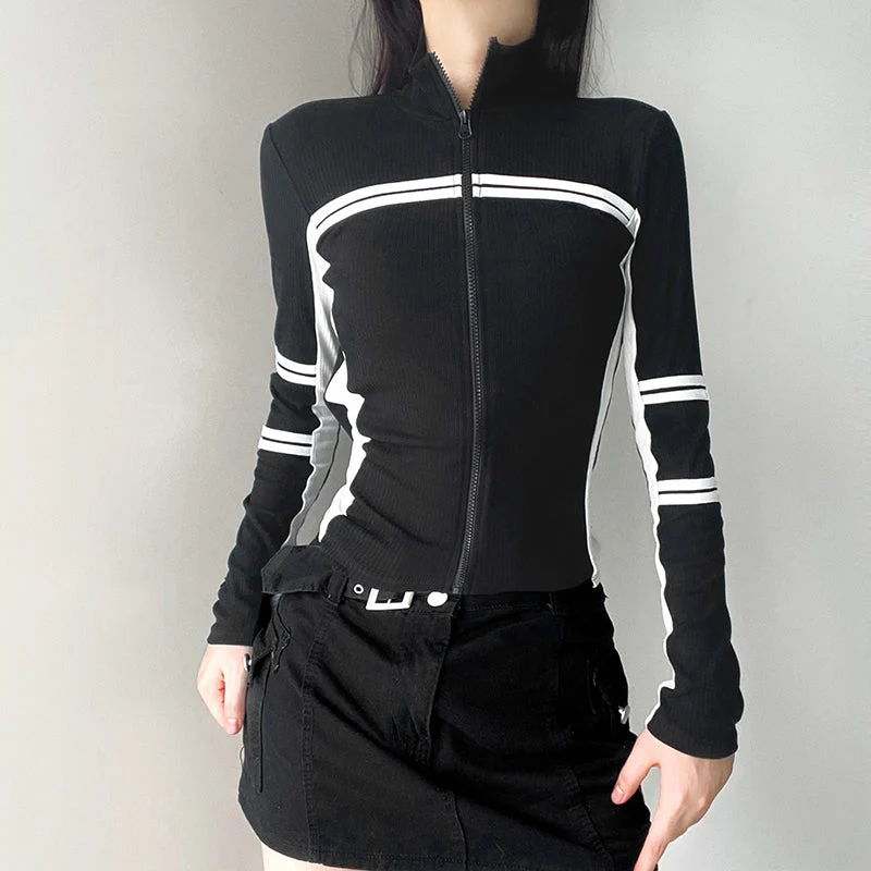 Vintage Striped Zip Up Cardigan - Image 8