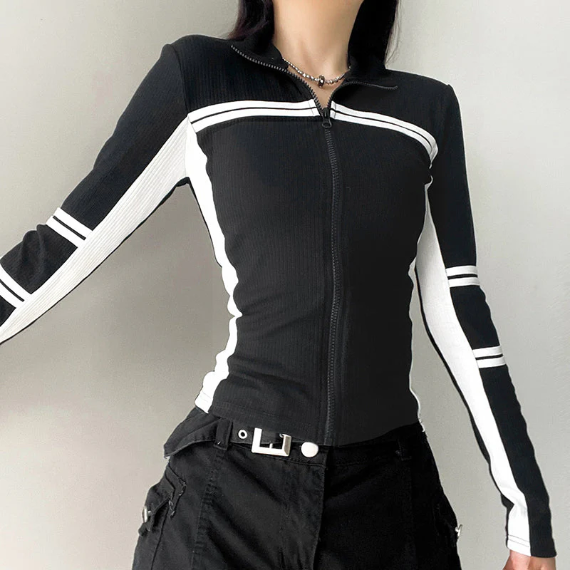 Vintage Striped Zip Up Cardigan - Image 9