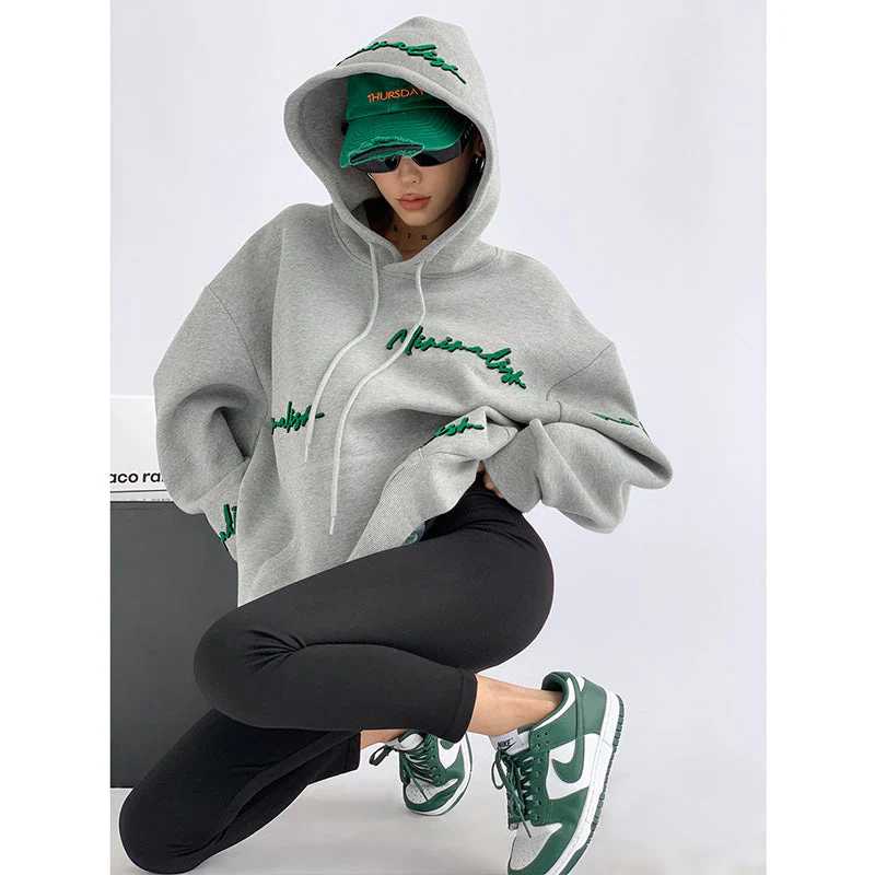 Vintage Toweling Letter Hoodie - Image 7