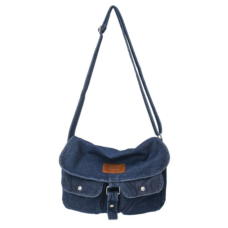 Washed Denim Canvas Crossbody Bag - Image 11