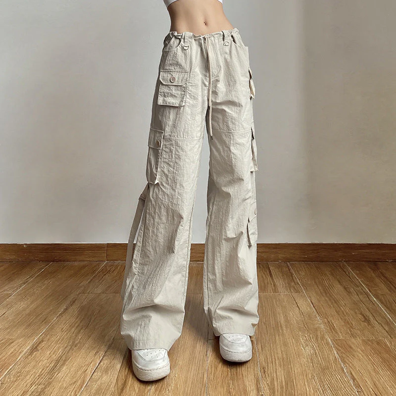 Washed Pocket Solid Cargo Pants - Image 2