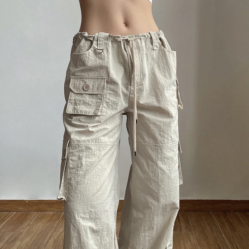 Washed Pocket Solid Cargo Pants - Image 3