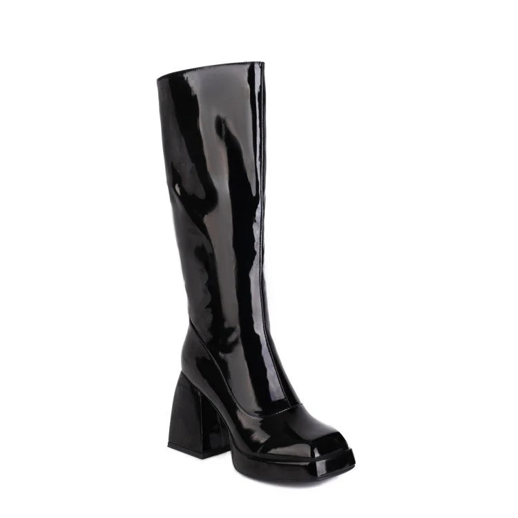 Waterproof Platform Candy Color High Boots - Image 10