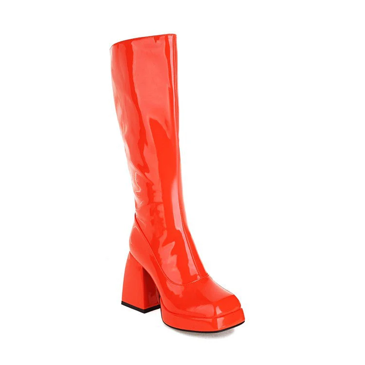 Waterproof Platform Candy Color High Boots - Image 3