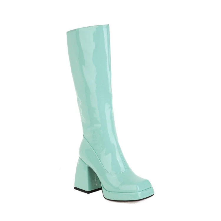 Waterproof Platform Candy Color High Boots - Image 4