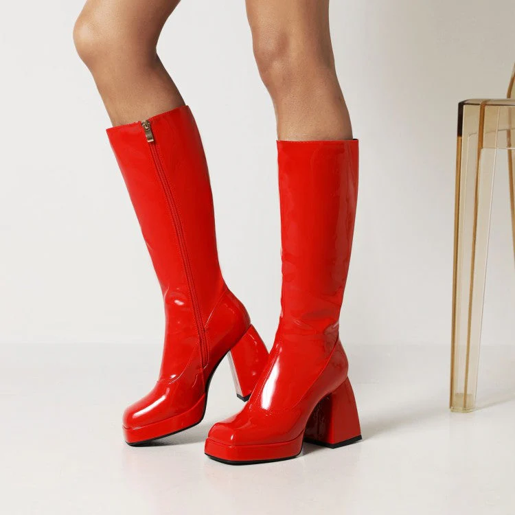 Waterproof Platform Candy Color High Boots - Image 6
