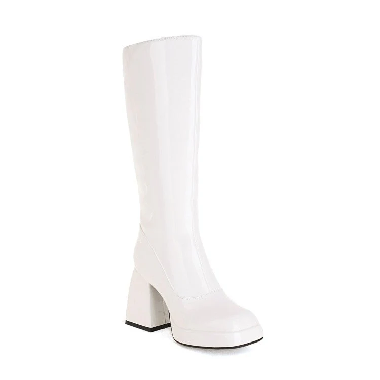 Waterproof Platform Candy Color High Boots - Image 9