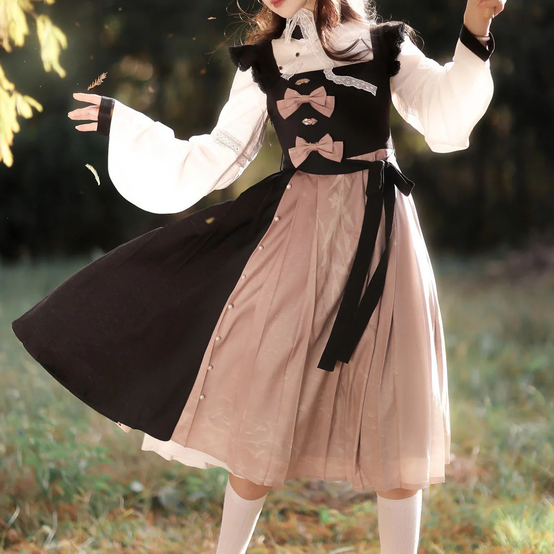White Blouse Bow Dress Set - Image 2