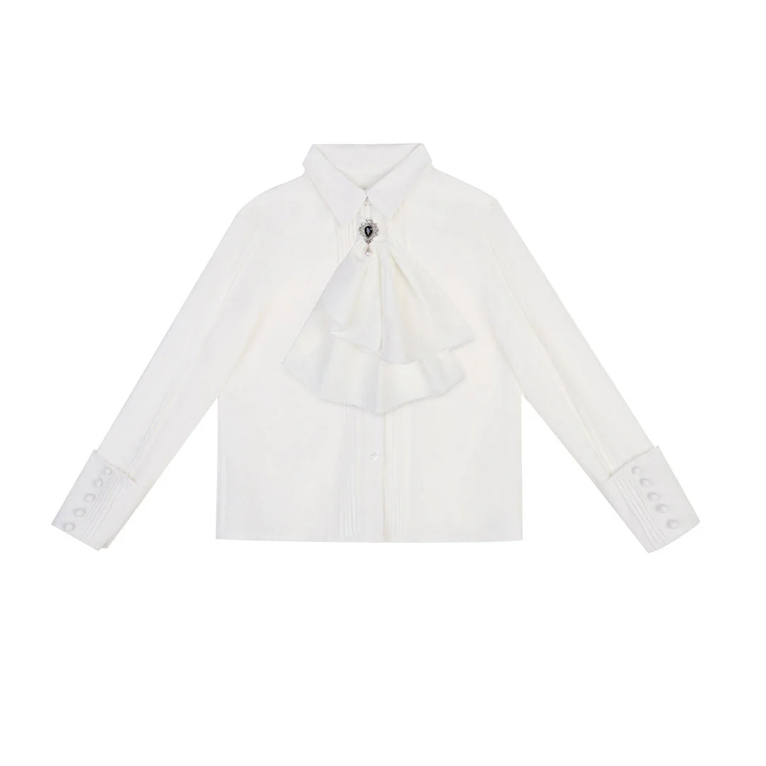 White Bow Shirt Swallow Dress Set - Image 6