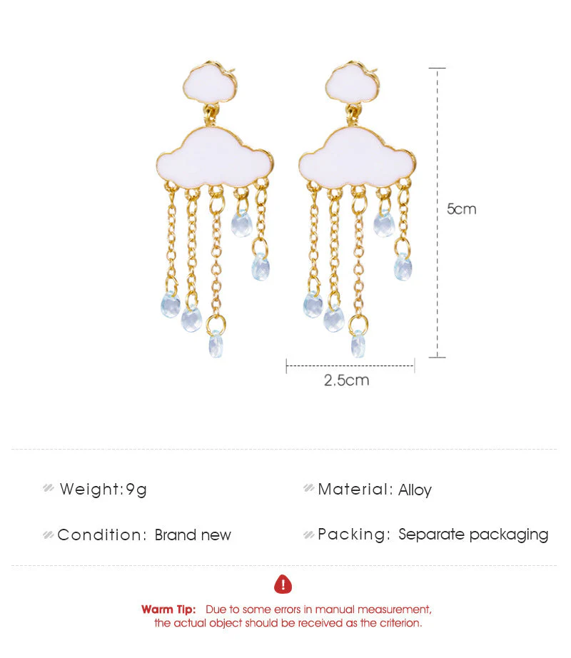 White Cloud Tassel Pendant Earrings - Image 3