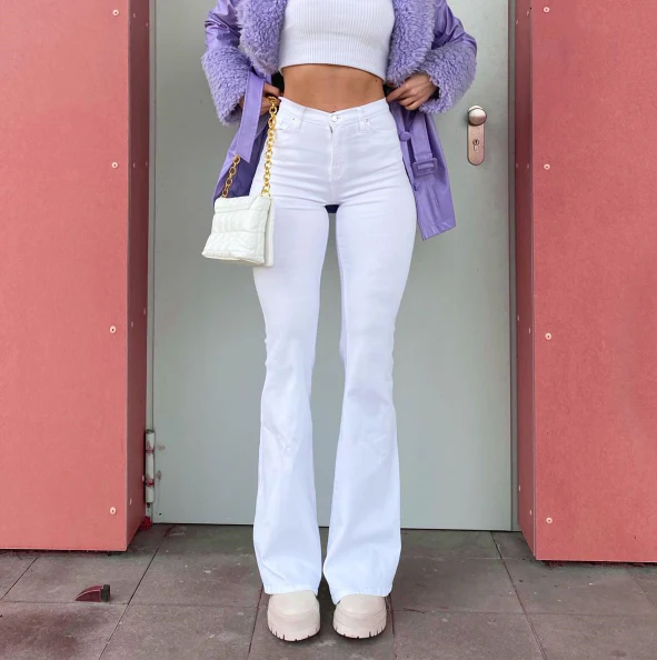 White Flare Leg Pants