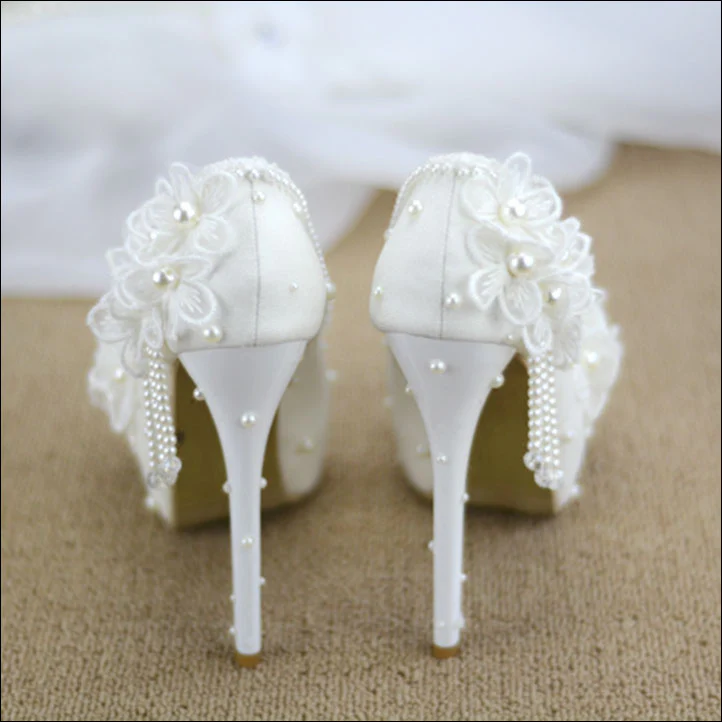 White Flower High Heels - Image 3