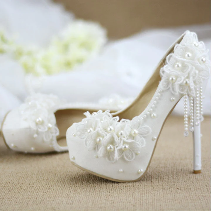 White Flower High Heels - Image 4